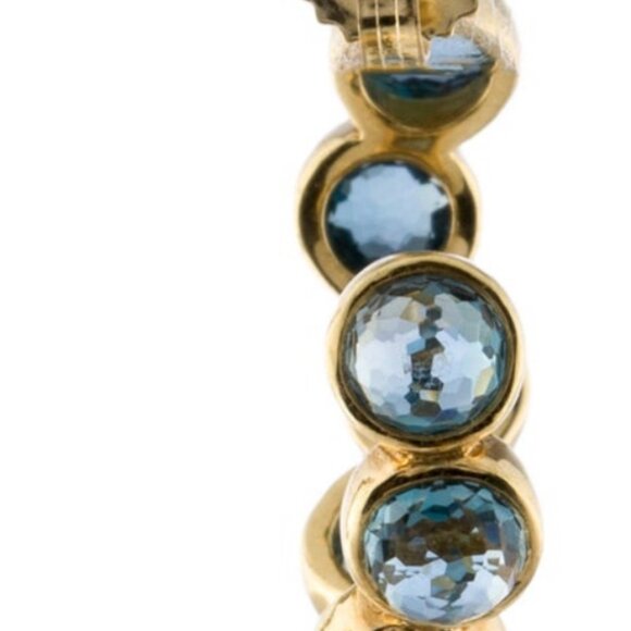 IPPOLITA 18K 750 YELLOW GOLD TOPAZ HOOP EARRINGS - Picture 5 of 7